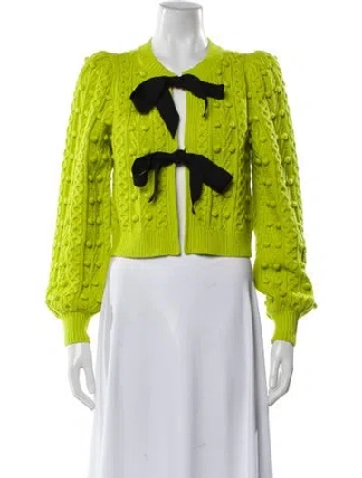 Pre-owned Alice And Olivia Printed Scoop Neck Sweater In Green