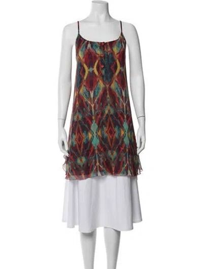 Pre-owned Alice And Olivia Printed Scoop Neck Tunic In Multicolor
