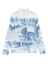 Alice And Olivia Willa Placket Blouse In Blue