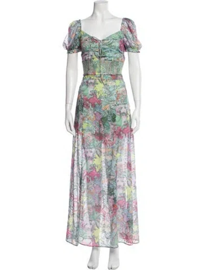 Pre-owned Alice And Olivia Printed Skirt Set In Green