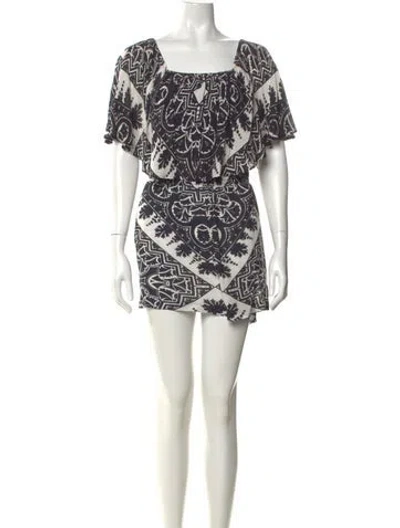 Pre-owned Alice And Olivia Printed Square Neckline Romper In Multi