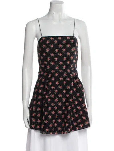 Pre-owned Alice And Olivia Printed Square Neckline Tunic In Black
