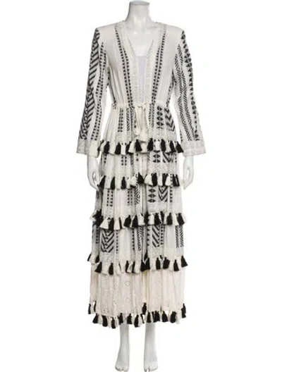 Pre-owned Alice And Olivia Printed Tassel Accents Robe W/ Tags In Neutral