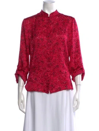Pre-owned Alice And Olivia Printed Three-quarter Sleeve Blouse In Pink