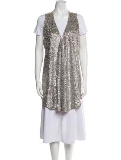 Pre-owned Alice And Olivia Printed Vest In Neutral