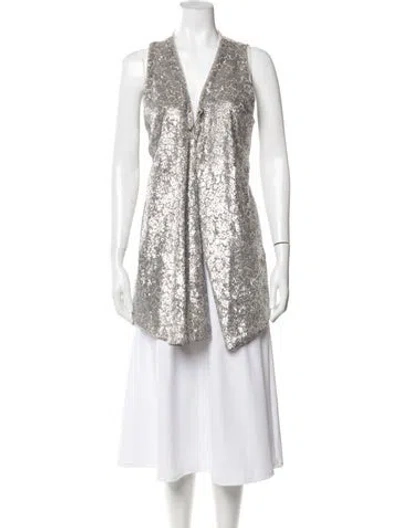 Pre-owned Alice And Olivia Printed Vest In Silver