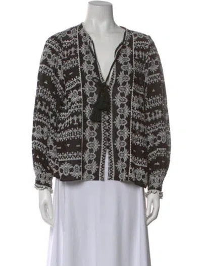 Pre-owned Alice And Olivia Printed V-neck Blouse In Multi