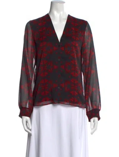 Pre-owned Alice And Olivia Printed V-neck Blouse In Multi