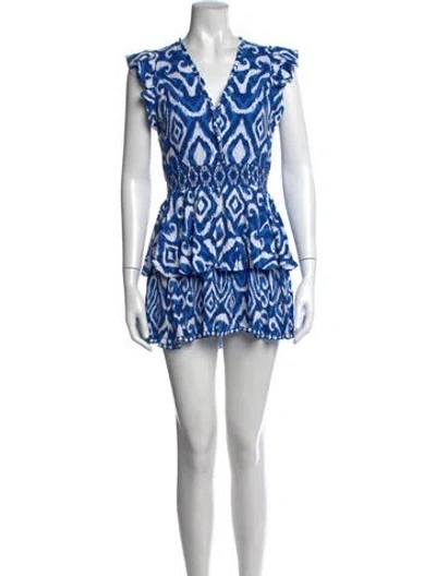 Pre-owned Alice And Olivia Printed V-neck Jumpsuit In White