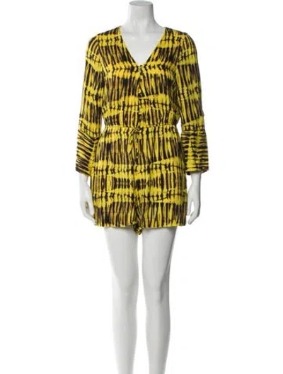 Pre-owned Alice And Olivia Printed V-neck Romper In Multi