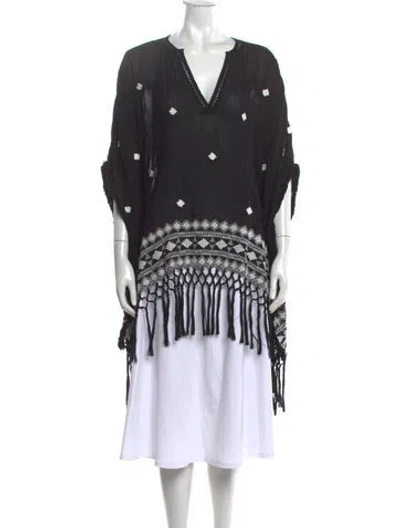 Pre-owned Alice And Olivia Printed V-neck Tunic In Black