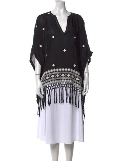 Pre-owned Alice And Olivia Printed V-neck Tunic In Black