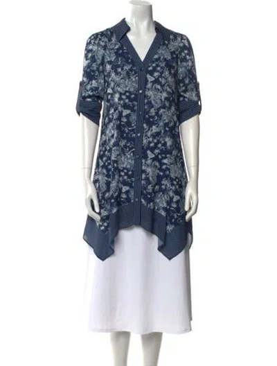 Pre-owned Alice And Olivia Printed V-neck Tunic In Blue