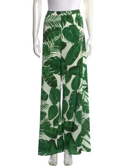Pre-owned Alice And Olivia Printed Wide Leg Pants In Green