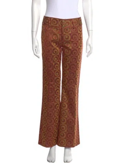 Pre-owned Alice And Olivia Printed Wide Leg Pants In Orange