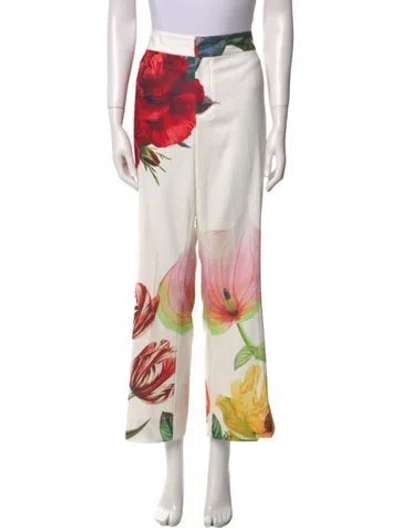 Pre-owned Alice And Olivia Printed Wide Leg Pants In White