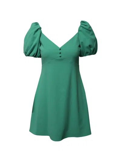 Pre-owned Alice And Olivia Puff-sleeve Flared Dress In Green