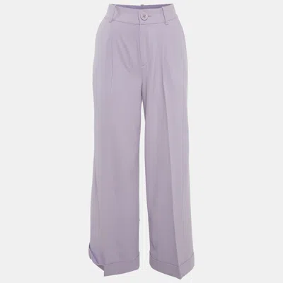 Pre-owned Alice And Olivia Purple Crepe Wide Leg Pants S