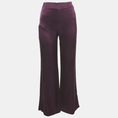 Pre-owned Alice And Olivia Purple Satin Wide Leg Trousers S