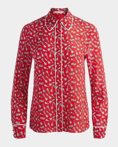 ALICE AND OLIVIA QUEENING WILLA PLACKET TOP