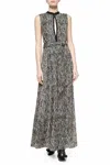Alice And Olivia Ramon Mock-neck Knot-waist Dress In Black In Animal Print