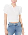 Alice And Olivia Linda Crop Pointelle Polo Sweater In Soft White