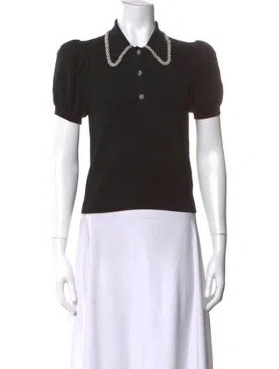 Pre-owned Alice And Olivia Ramona Wool Polo In Black