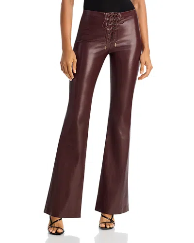 Alice And Olivia Ravyn Faux Leather Lace Up Pants In Burgundy