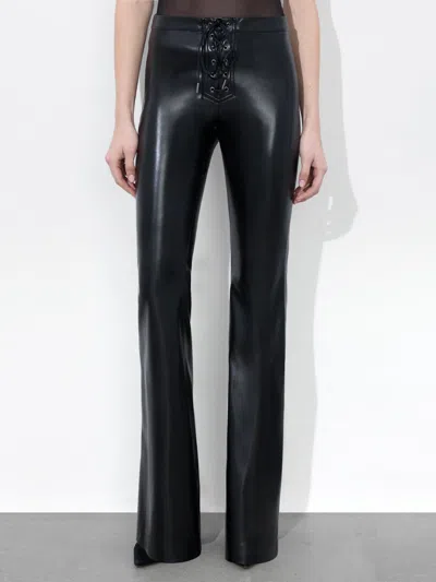 Alice And Olivia Olivia Black Flared Faux Leather Trousers