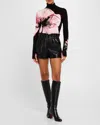Alice And Olivia Reagan Vegan Leather Paperbag Shorts In Black