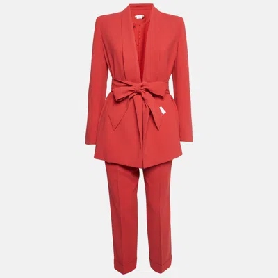 Pre-owned Alice And Olivia Red Crepe Belted Pant Suit S