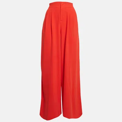 Pre-owned Alice And Olivia Red Crepe Wide Leg Pants M