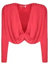 Alice And Olivia Elda Twisted Drape Cropped Top In Red
