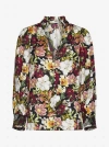 Alice And Olivia Reilly Floral Long Sleeve Blouse In Juniper Floral Black