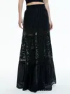 Alice And Olivia Reise Guipure Lace-paneled Linen-gauze Maxi Skirt In Black