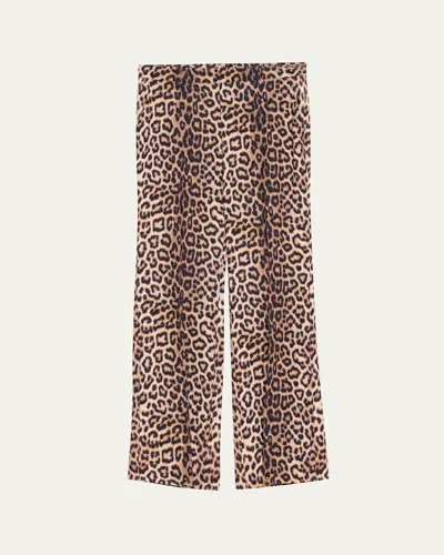 Alice And Olivia Remi Leopard Slim Bootcut Pants In Catwalk