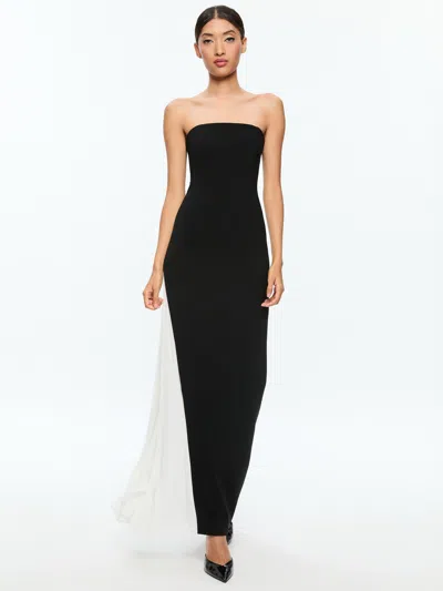 Alice And Olivia Retha Maxi Dress In Black/off White