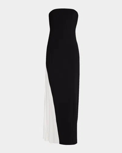 Alice And Olivia Retha Strapless Maxi Dress In Black/off White