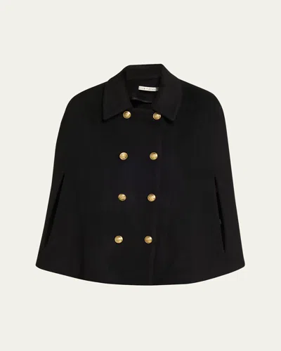 Alice And Olivia Reynalda Double-breasted Cape In Black