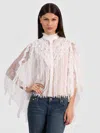 Alice And Olivia Rheba Mock Neck Top In White