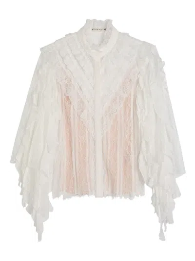 ALICE AND OLIVIA RHEBA RUFFLED LACE BLOUSE