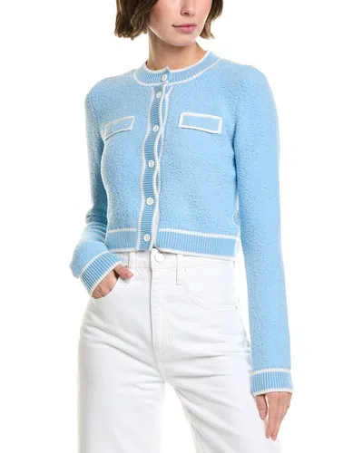 Alice And Olivia Rhoda Cropped Fitted Wool-blend Cardigan In Blue