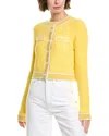Alice And Olivia Rhoda Cropped Fitted Wool-blend Cardigan In Yellow