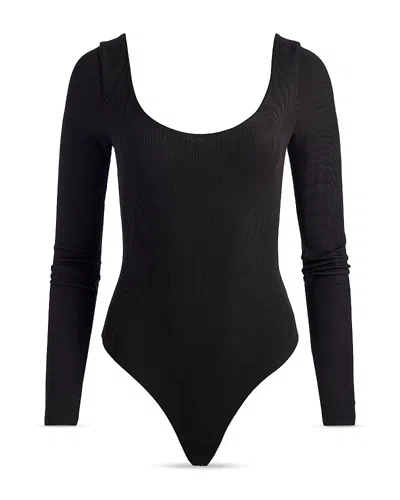 Alice And Olivia Rhys Ballet Scoop Neck Bodysuit In Black