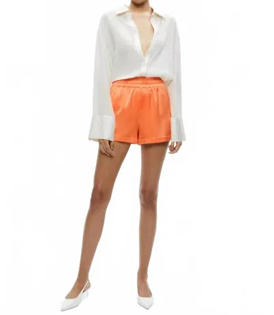 Alice And Olivia Richie Cuffed Low Rise Boxer Short In Coral In Orange