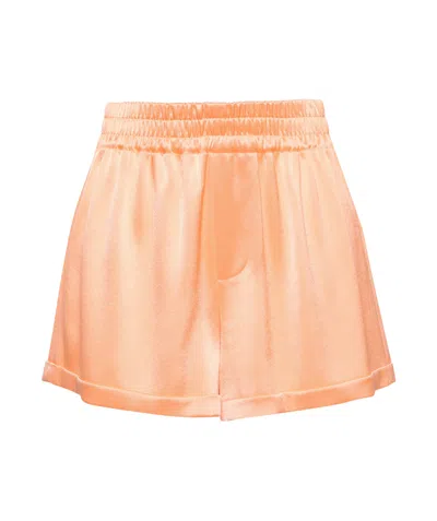 Alice And Olivia Richie Cuffed Satin Boxer Shorts In Nude