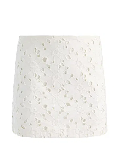 Alice And Olivia Riley Broderie-anglaise Skirt In White