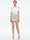 Alice And Olivia Riley Embellished Mini Skirt In Off White/silver