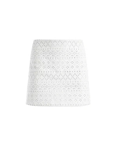 Alice And Olivia Riley Embroidered Mini Skirt In Off White