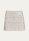 Alice And Olivia Riley Embellished Mini Skirt In Off Whitesilver